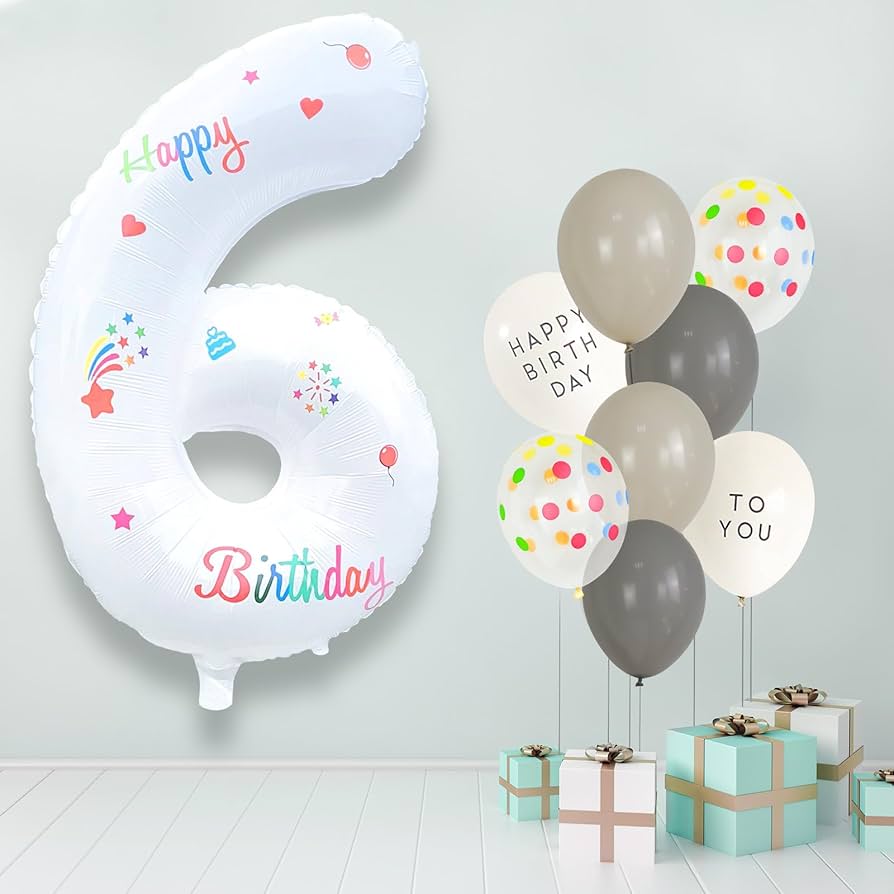 バースデー飾り　風船6 誕生日 バルーン Amazon | DINGEE 誕生日 バルーン 数字 6 happy birthday 風船